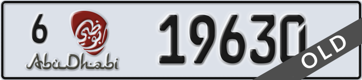 abu dhabi License Plate Number 19630 Code 6