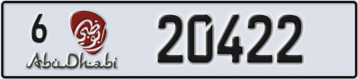 abu dhabi License Plate Number 20422 Code 6