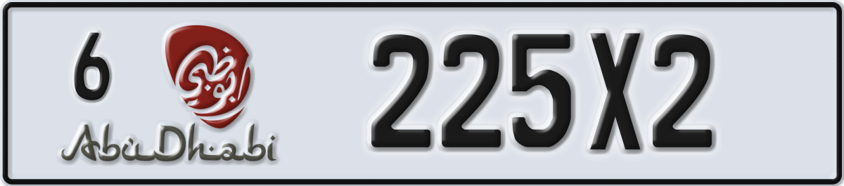 abu dhabi License Plate Number 225X2 Code 6