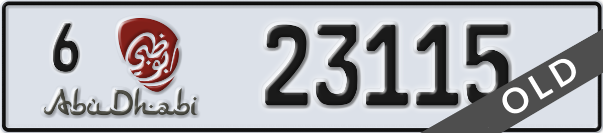 abu dhabi License Plate Number 23115 Code 6