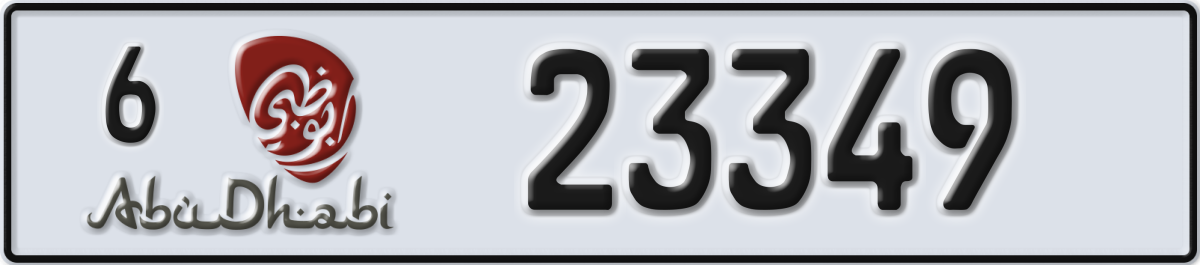abu dhabi License Plate Number 23349 Code 6