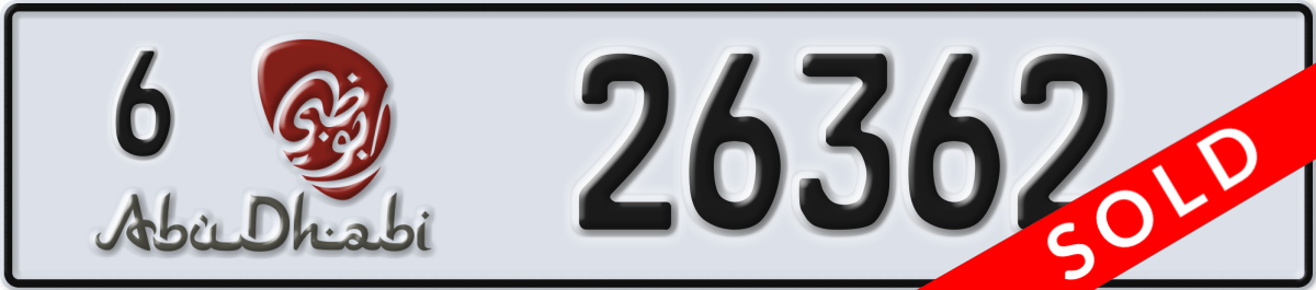 abu dhabi License Plate Number 26362 Code 6