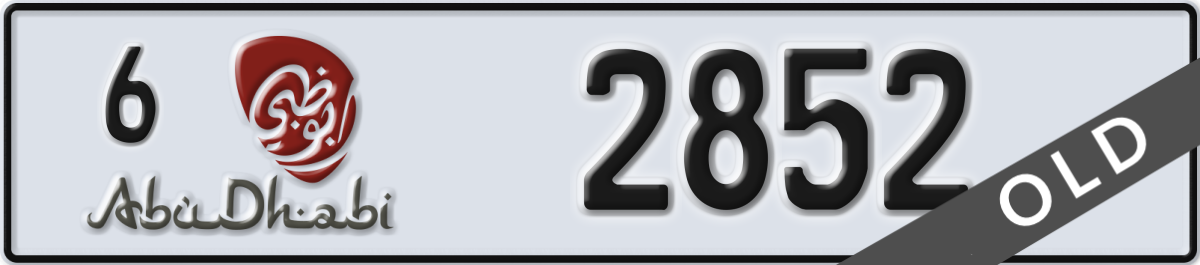 abu dhabi License Plate Number 2852 Code 6