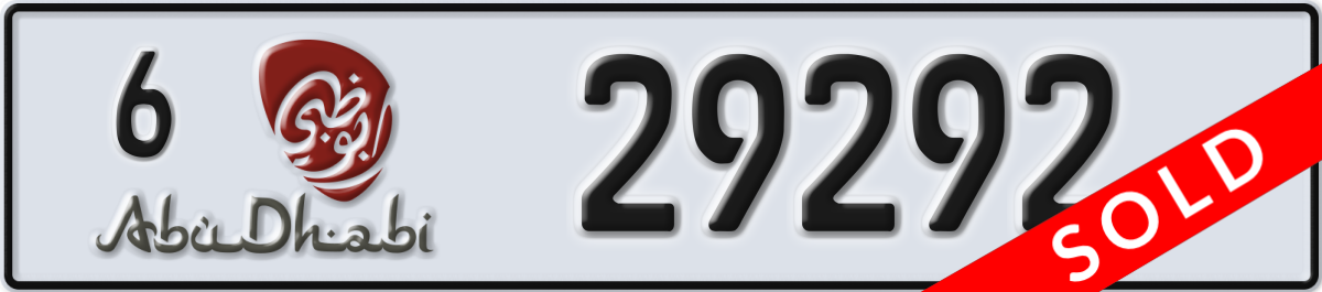 abu dhabi License Plate Number 29292 Code 6
