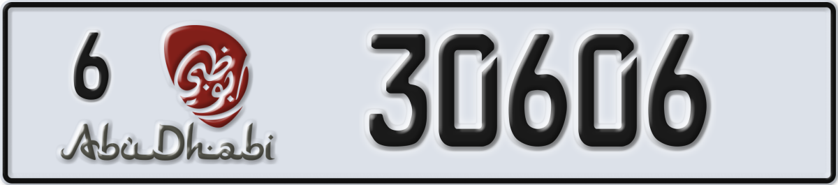 abu dhabi License Plate Number 30606 Code 6