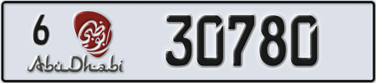 abu dhabi License Plate Number 30780 Code 6