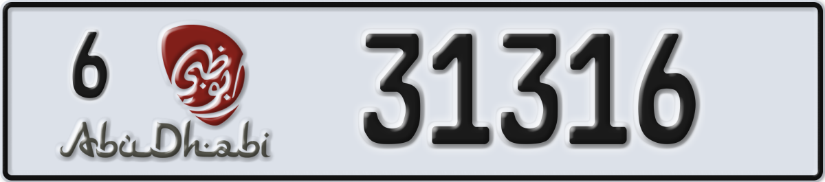 abu dhabi License Plate Number 31316 Code 6