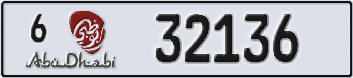 abu dhabi License Plate Number 32136 Code 6