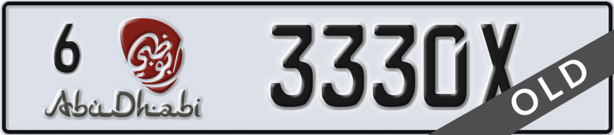 abu dhabi License Plate Number 3330X Code 6