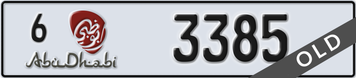 abu dhabi License Plate Number 3385 Code 6