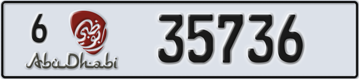 abu dhabi License Plate Number 35736 Code 6