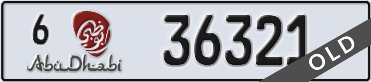 abu dhabi License Plate Number 36321 Code 6