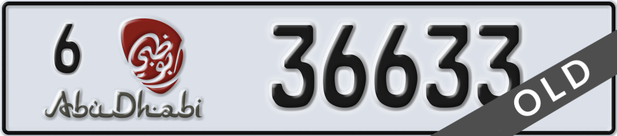 abu dhabi License Plate Number 36633 Code 6