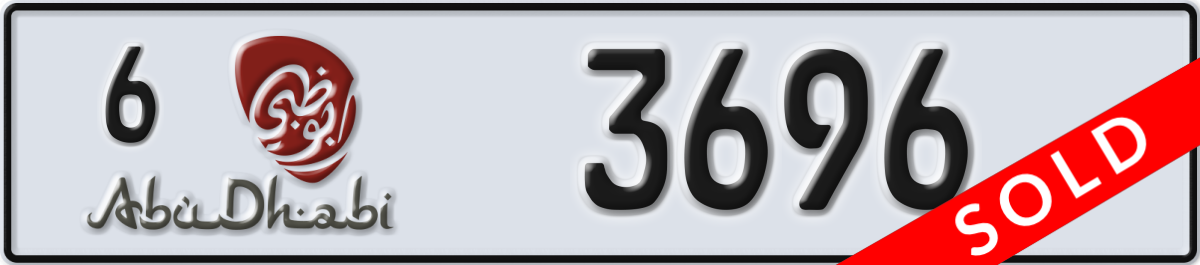 abu dhabi License Plate Number 3696 Code 6
