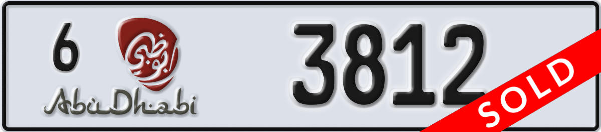 abu dhabi License Plate Number 3812 Code 6