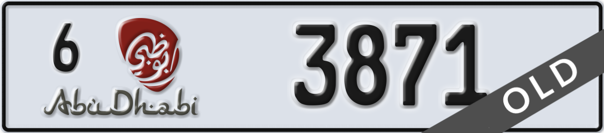 abu dhabi License Plate Number 3871 Code 6