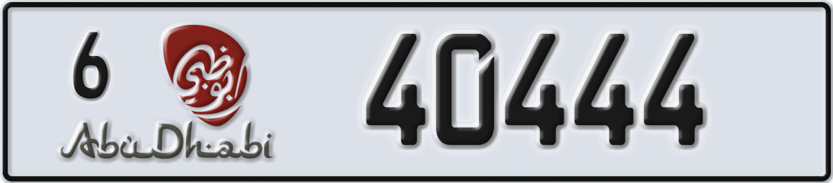 abu dhabi License Plate Number 40444 Code 6