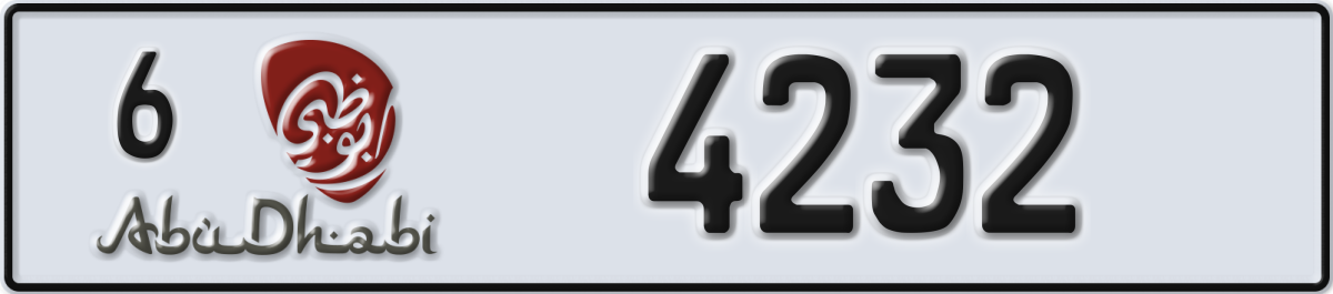 abu dhabi License Plate Number 4232 Code 6