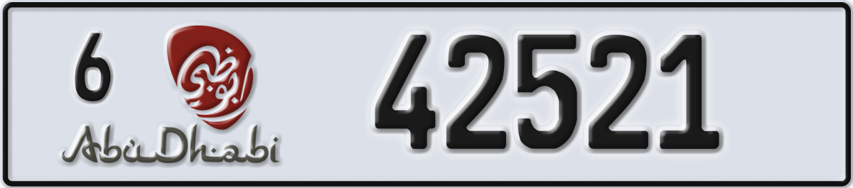 abu dhabi License Plate Number 42521 Code 6