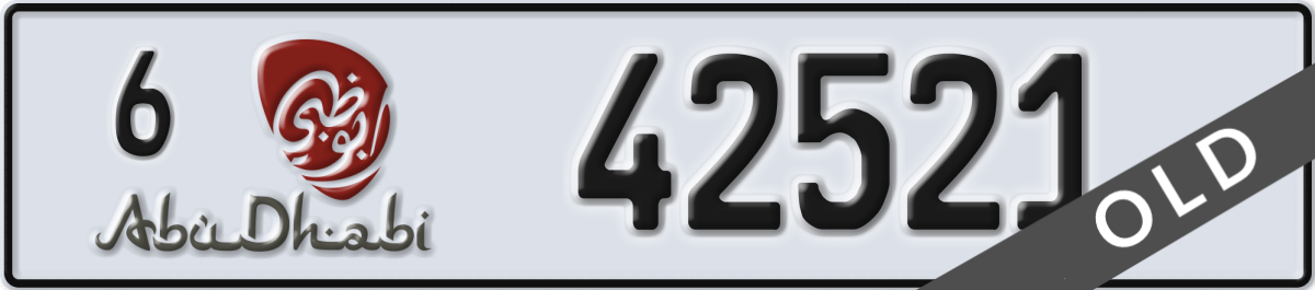 abu dhabi License Plate Number 42521 Code 6
