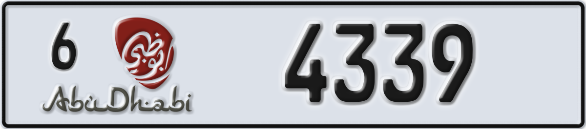 abu dhabi License Plate Number 4339 Code 6