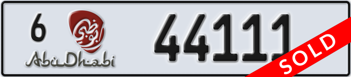 abu dhabi License Plate Number 44111 Code 6