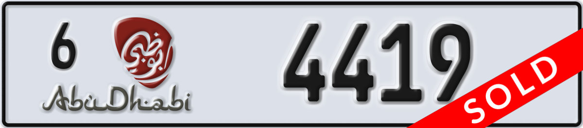 abu dhabi License Plate Number 4419 Code 6