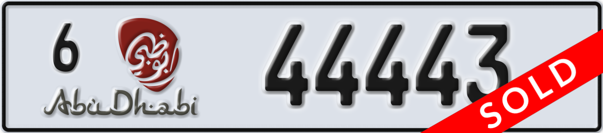 abu dhabi License Plate Number 44443 Code 6