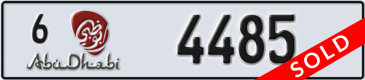 abu dhabi License Plate Number 4485 Code 6