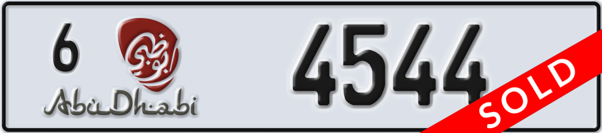 abu dhabi License Plate Number 4544 Code 6