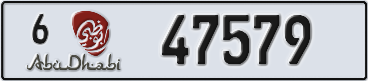 abu dhabi License Plate Number 47579 Code 6
