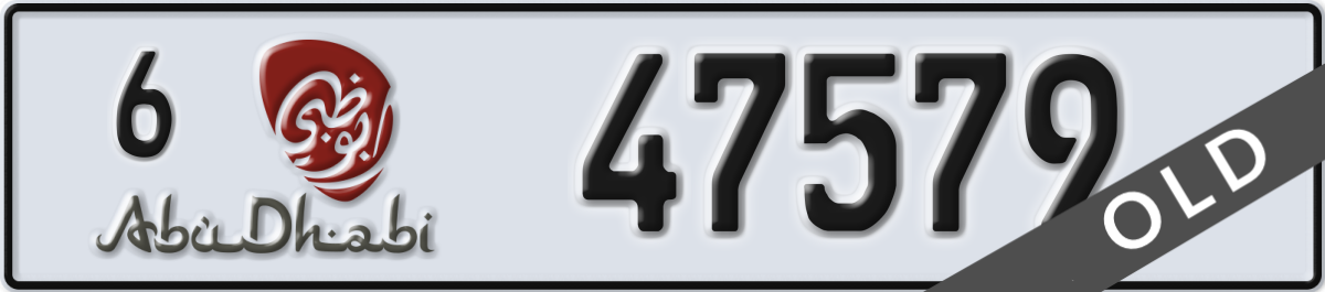 abu dhabi License Plate Number 47579 Code 6