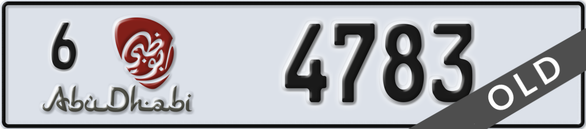 abu dhabi License Plate Number 4783 Code 6