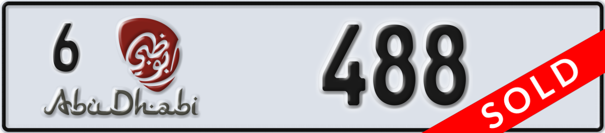 abu dhabi License Plate Number 488 Code 6