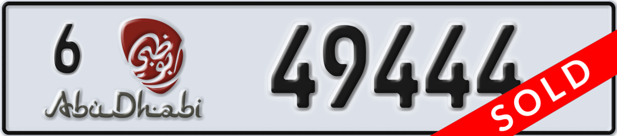 abu dhabi License Plate Number 49444 Code 6