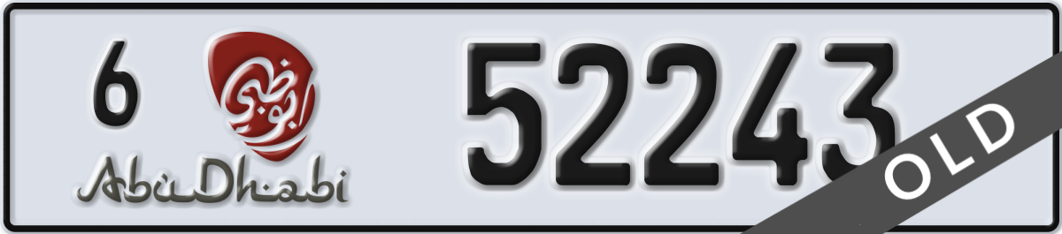 abu dhabi License Plate Number 52243 Code 6