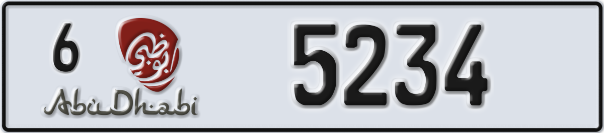 abu dhabi License Plate Number 5234 Code 6