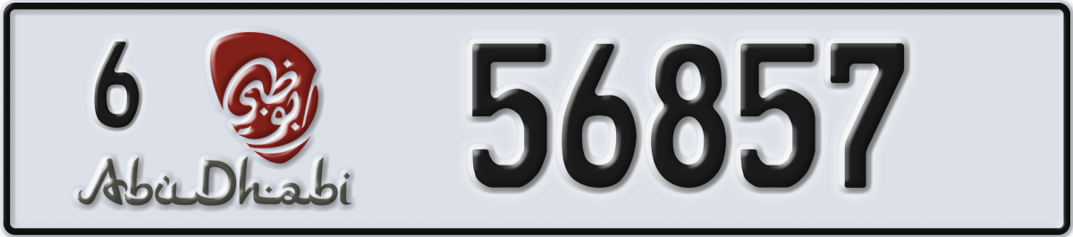 abu dhabi License Plate Number 56857 Code 6