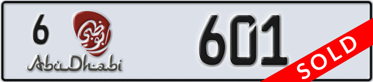 abu dhabi License Plate Number 601 Code 6