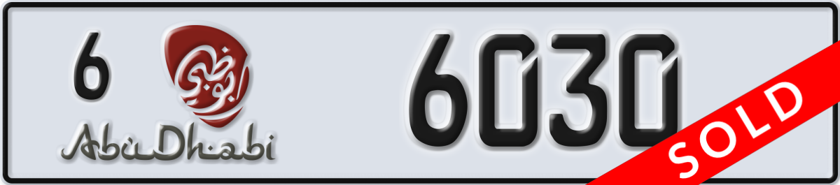 abu dhabi License Plate Number 6030 Code 6