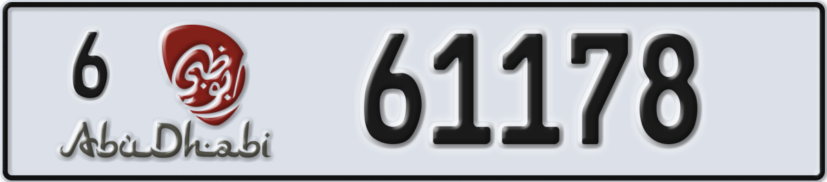 abu dhabi License Plate Number 61178 Code 6