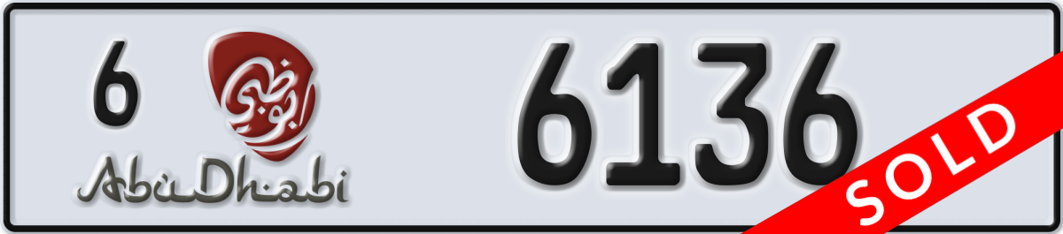 abu dhabi License Plate Number 6136 Code 6