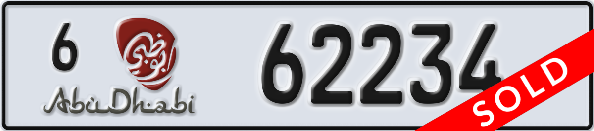 abu dhabi License Plate Number 62234 Code 6