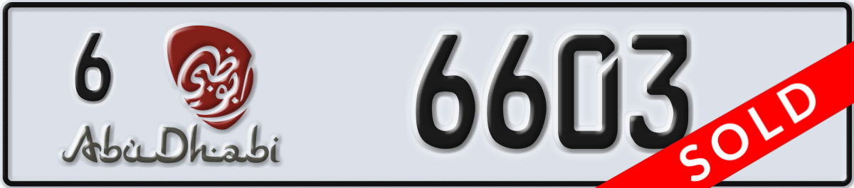 abu dhabi License Plate Number 6603 Code 6