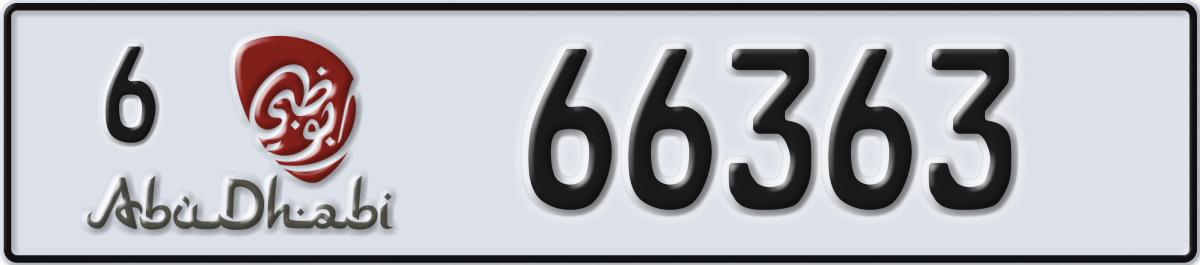 abu dhabi License Plate Number 66363 Code 6