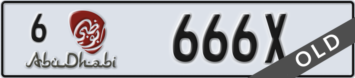 abu dhabi License Plate Number 666X Code 6