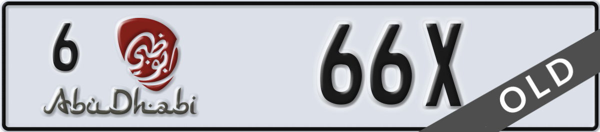 abu dhabi License Plate Number 66X Code 6