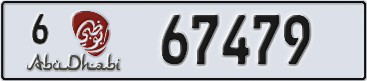 abu dhabi License Plate Number 67479 Code 6