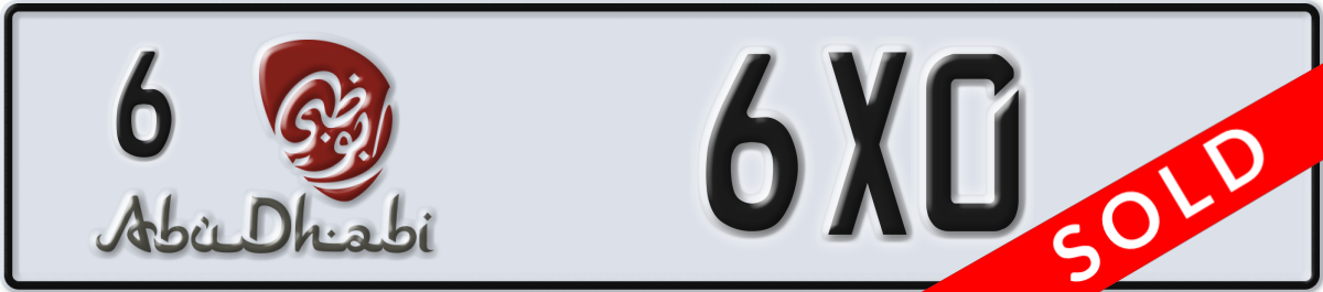 abu dhabi License Plate Number 6X0 Code 6