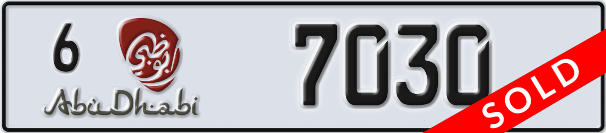 abu dhabi License Plate Number 7030 Code 6